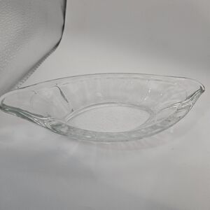 Vintage Clear Pressed Glass Relish Dish | Handled Serving Bowl